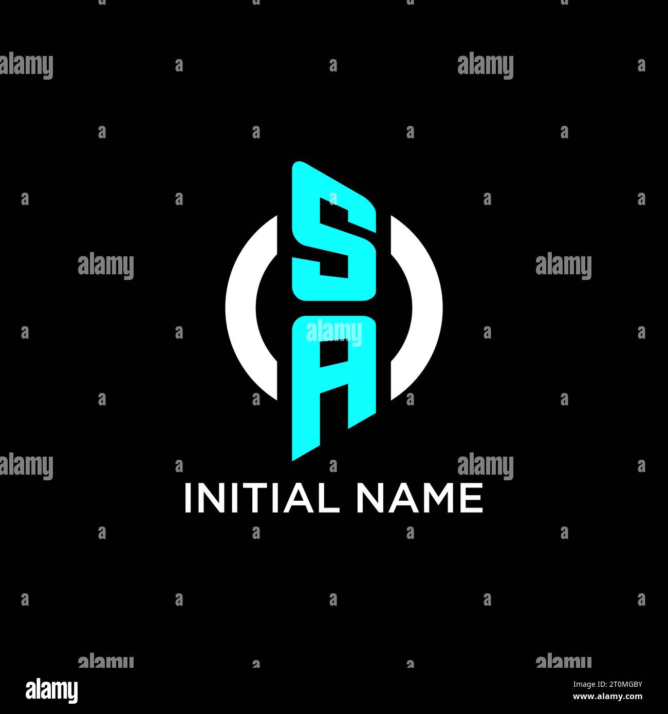 Idee di design del logo del monogramma SA Circle Illustrazione Vettoriale