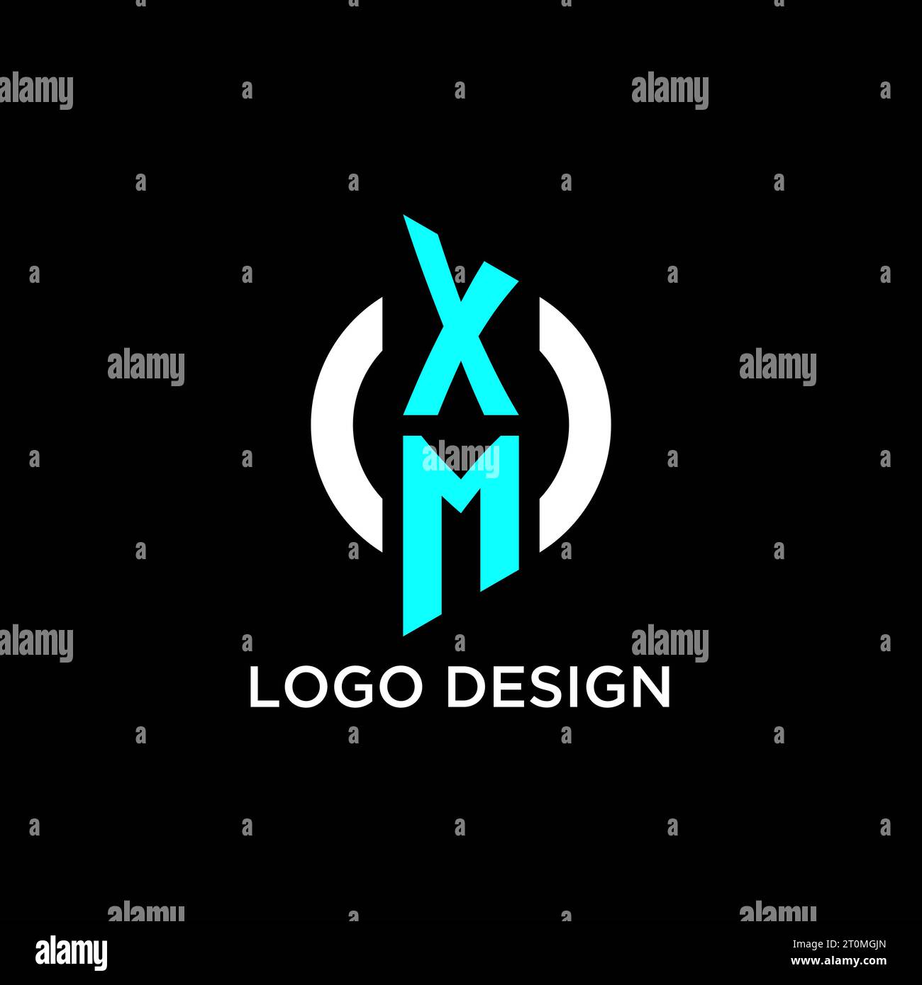 Idee per il design del logo con monogramma circolare XM Illustrazione Vettoriale