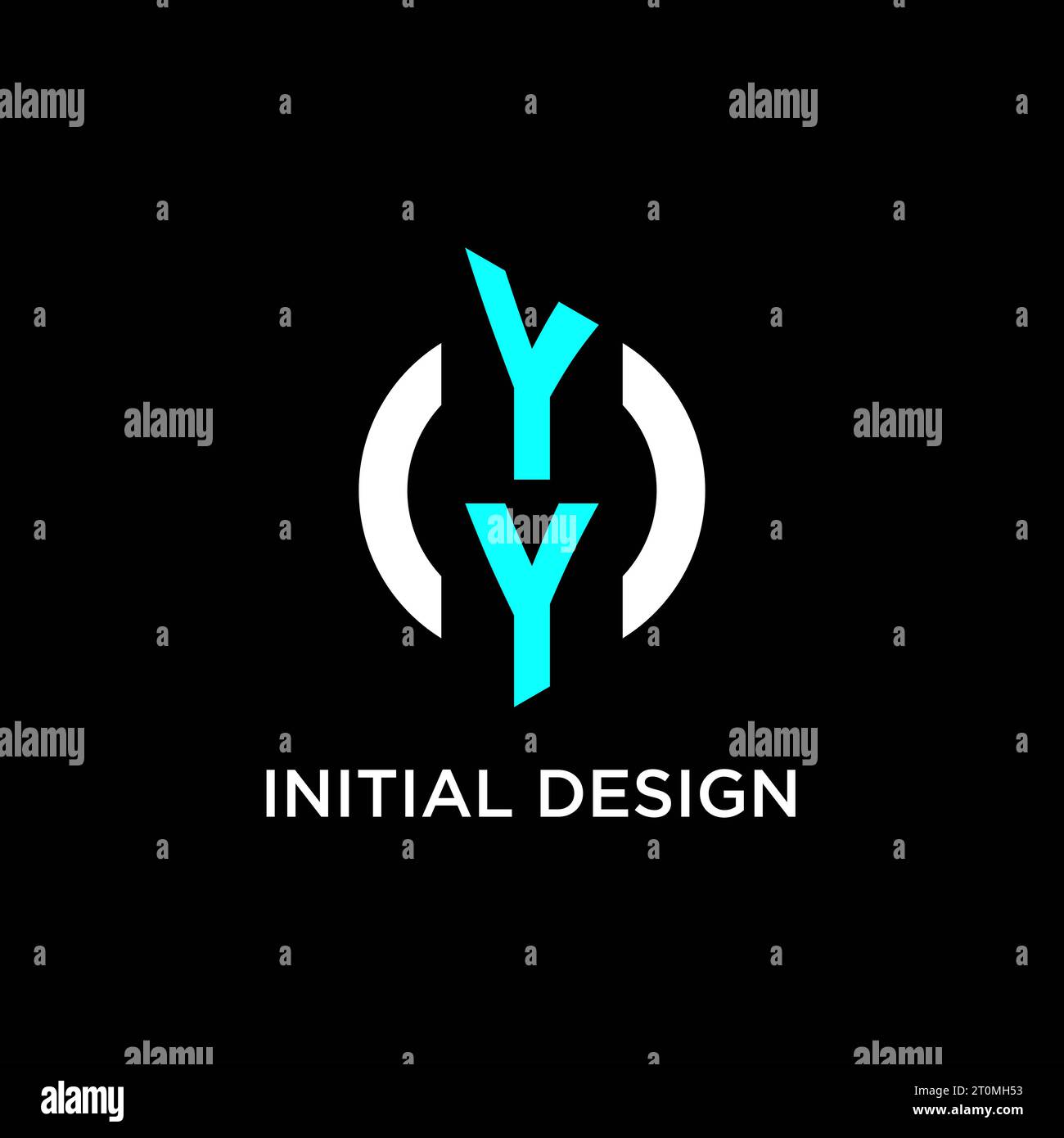 Idee per il design del logo con monogramma cerchio YY Illustrazione Vettoriale