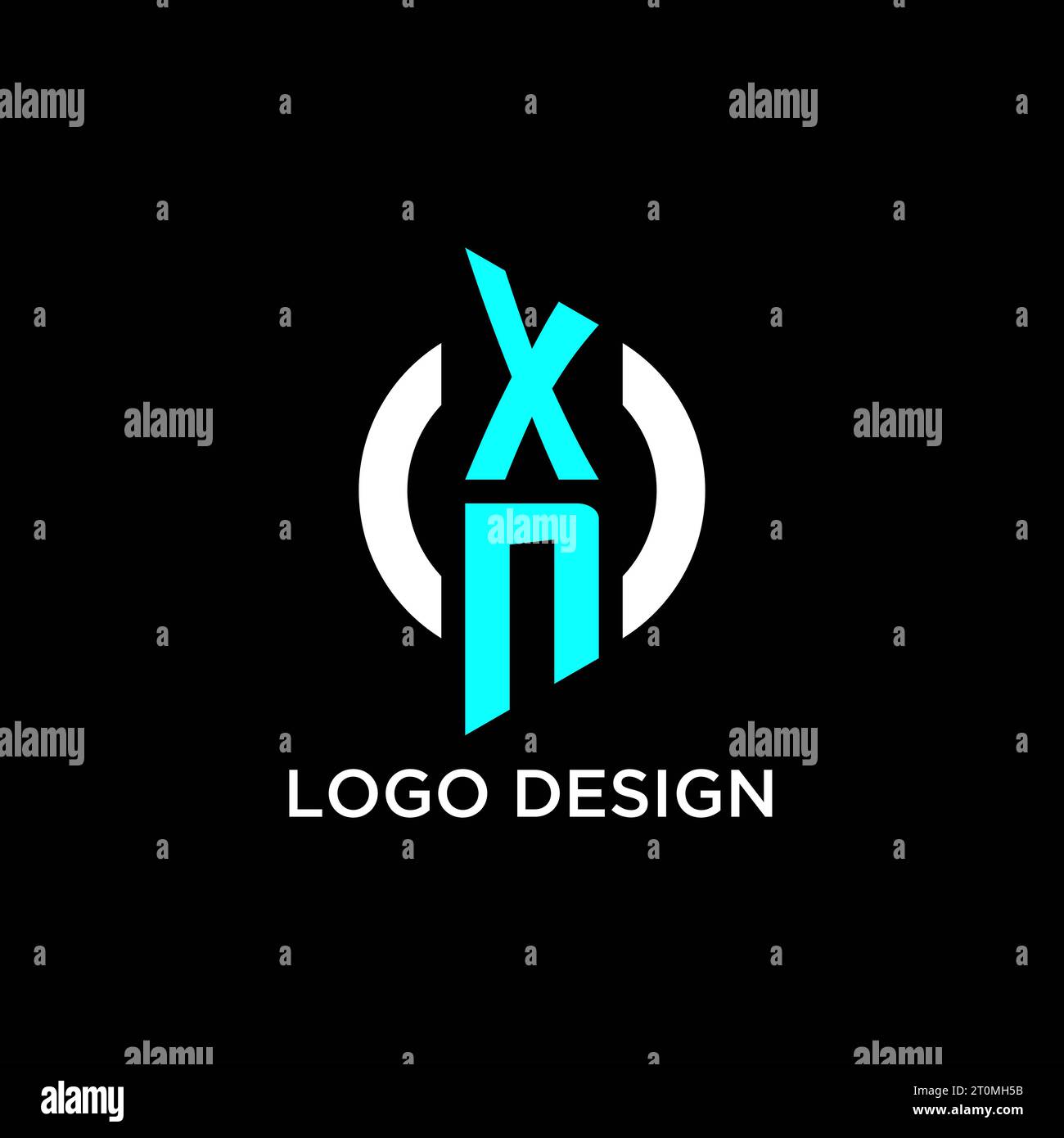 Idee di design del logo monogramma XN Circle Illustrazione Vettoriale