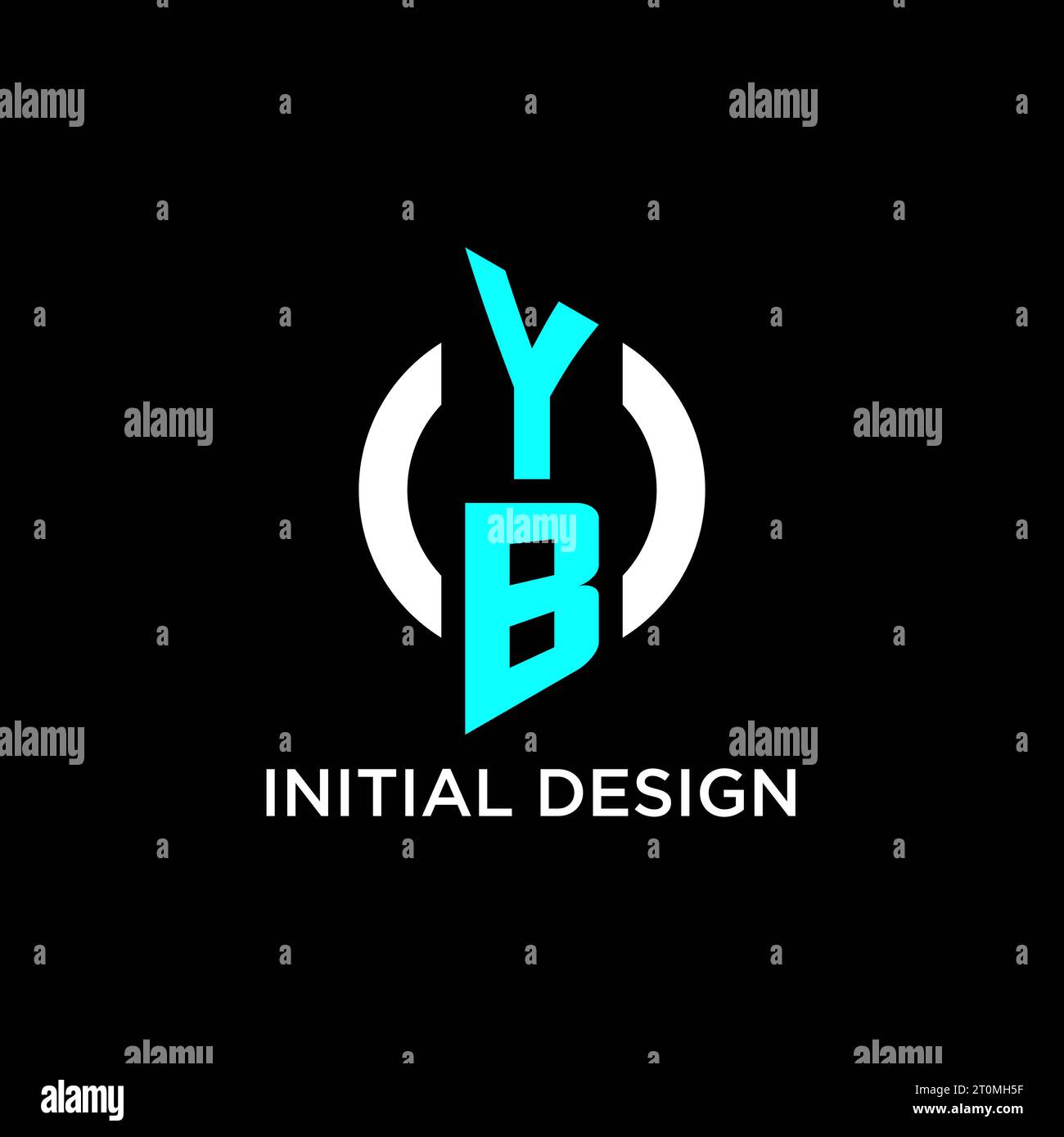 Idee per il design del logo con monogramma circolare YB Illustrazione Vettoriale
