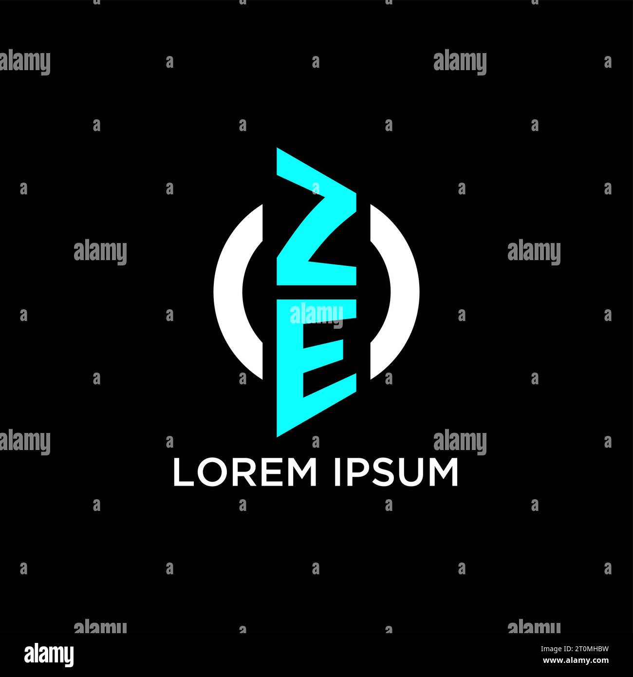 Idee di design del logo monogramma ZE Circle Illustrazione Vettoriale