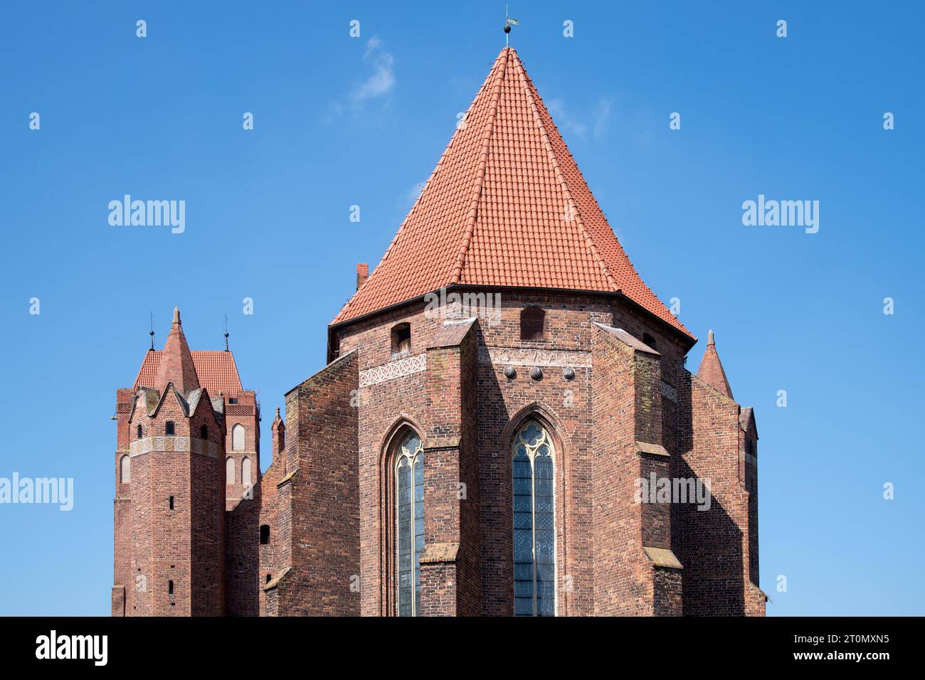 Mattone il castello gotico di un capitolo casa del vescovado di Pomesania costruito in ordine Teutonico castello di architettura e stile gotico in mattoni Konkatedra Sw Jana Ew Foto Stock