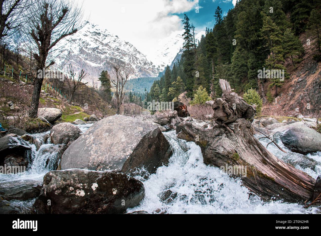 Maestà invernale del Kashmir - bellezza innevata del lago del Kashmir - tranquillità himalayana: Il lago e la montagna Foto Stock