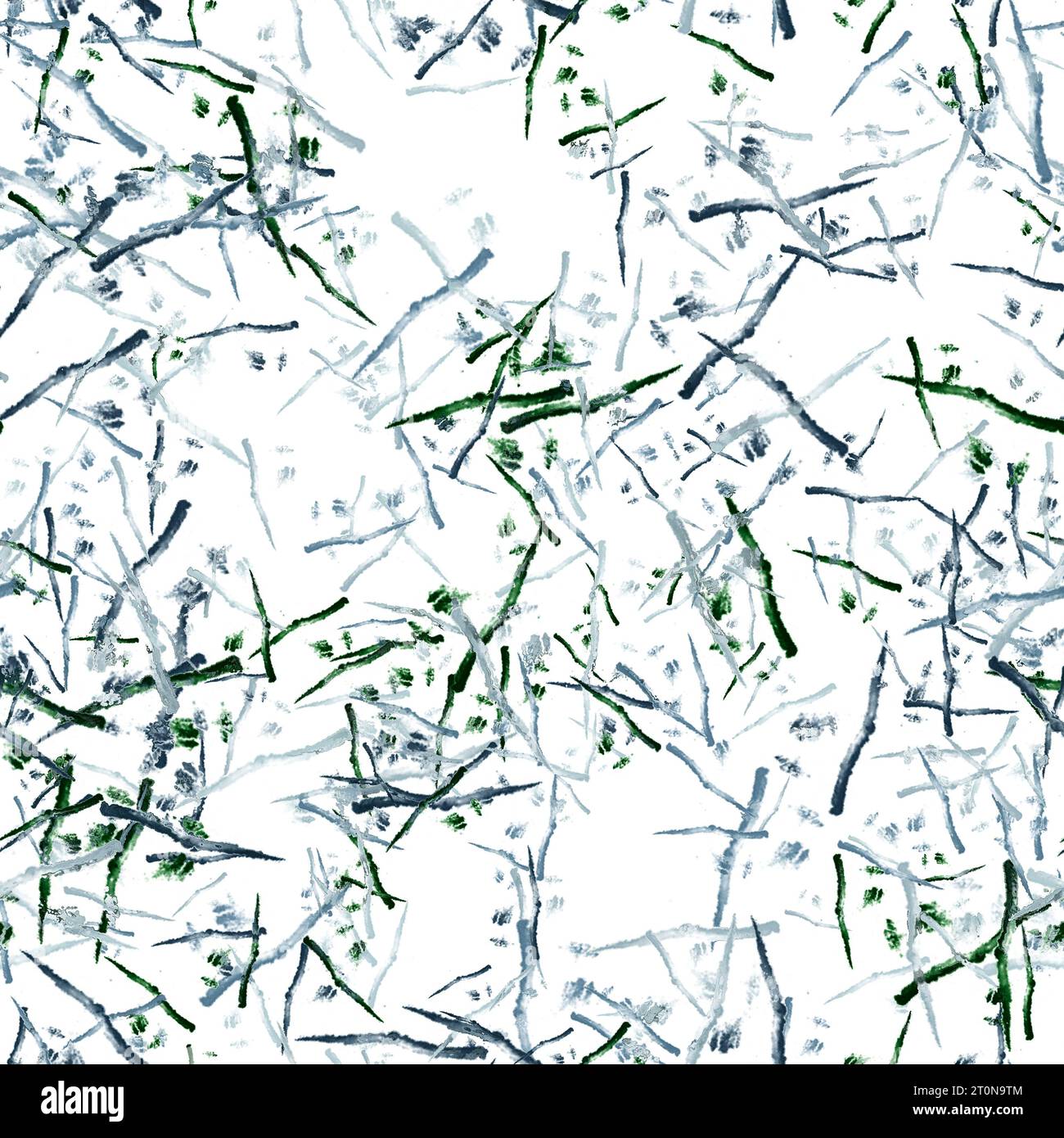 Tratti di pennello ad acquerello sottili astratti. Texture giapponese. Colori blu grigio e verde sullo sfondo bianco. Ripetizione senza cuciture Foto Stock