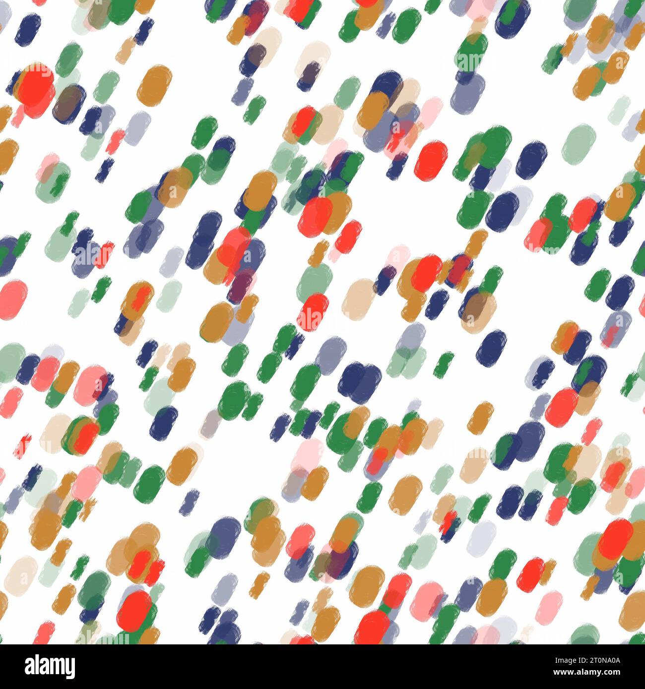 Tratti astratti di pennello rosso, blu, verde e beige sullo sfondo bianco. Pattern diagonale senza cuciture Foto Stock