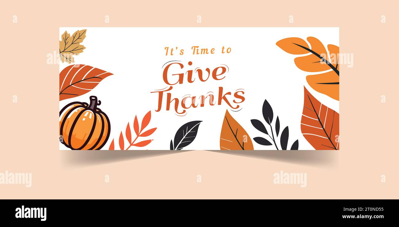 Modello banner di copertina ringraziamento, decorazione della pagina del Ringraziamento Illustrazione Vettoriale