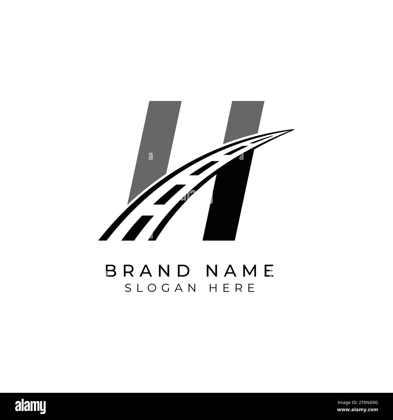Logo lettera H asfalto per l'identità. Illustrazione del vettore del modello di costruzione per il marchio Illustrazione Vettoriale