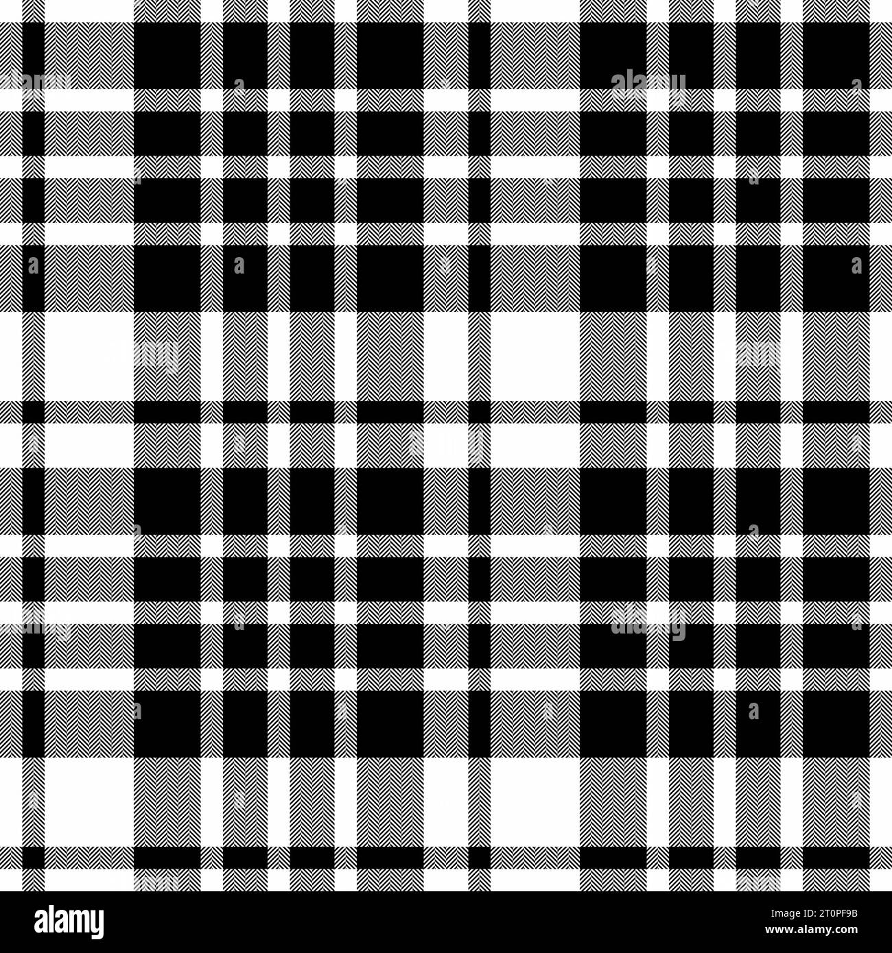 Texture sfondo senza cuciture di tessuto motivo vettoriale con tessuto a quadri in tessuto tartan bianco e nero. Illustrazione Vettoriale
