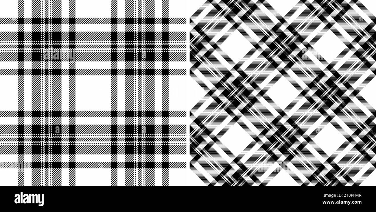 Tessuto a quadri con motivo motivo motivo motivo motivo motivo a quadri e sfondo tartan senza cuciture nei colori monocromatici. Illustrazione Vettoriale