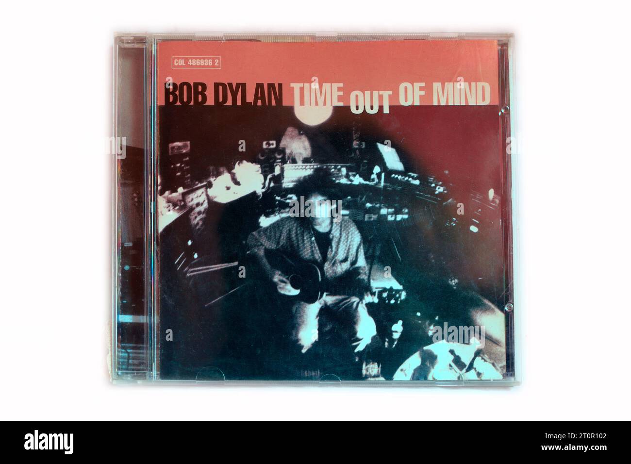 Bob Dylan, tempo fuori di testa. Custodia CD su sfondo chiaro Foto Stock