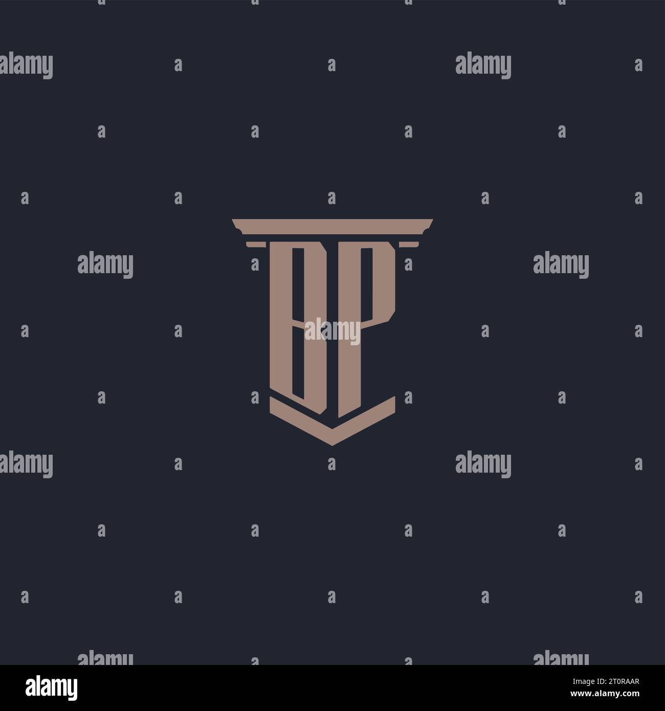 Logo monogramma iniziale BP con design a colonna Illustrazione Vettoriale