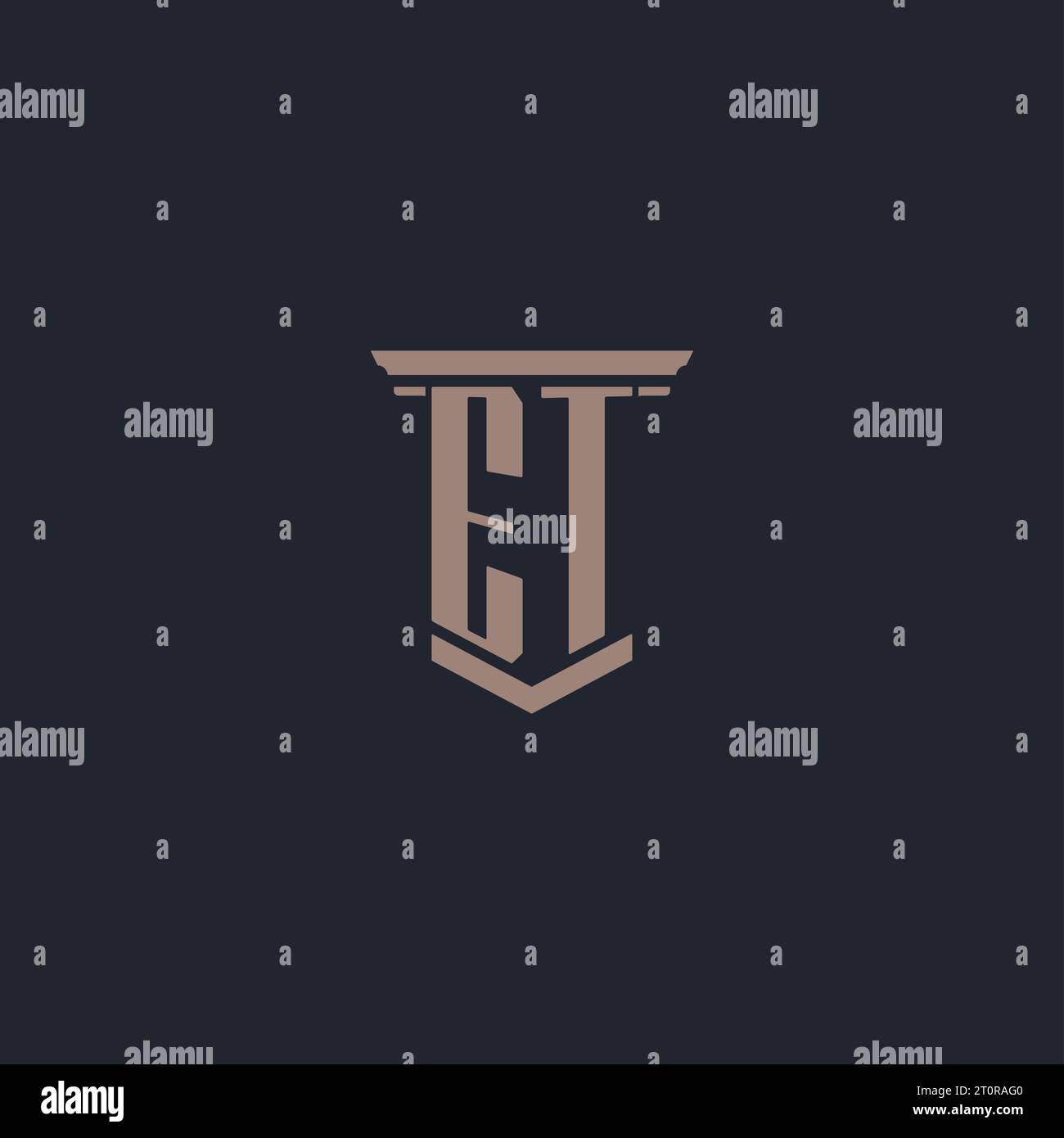 Logo monogramma iniziale ET con design a colonna Illustrazione Vettoriale