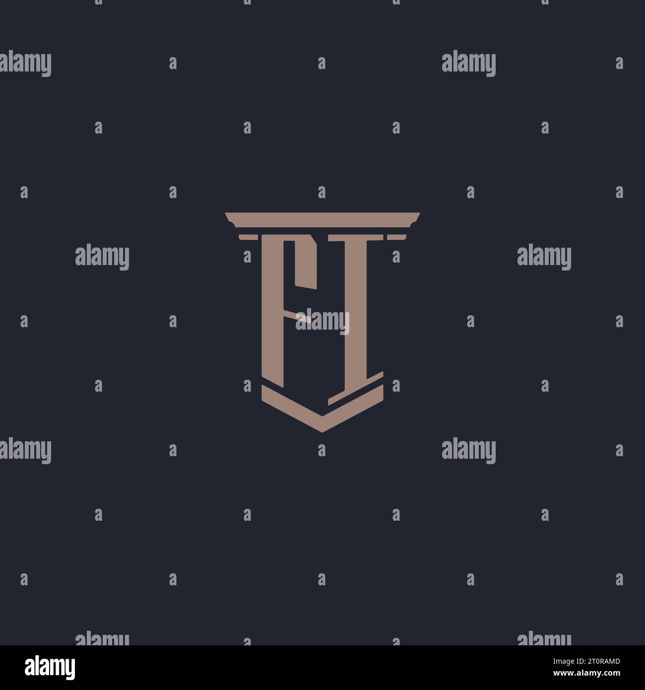 Logo monogramma iniziale FI con design a colonna Illustrazione Vettoriale