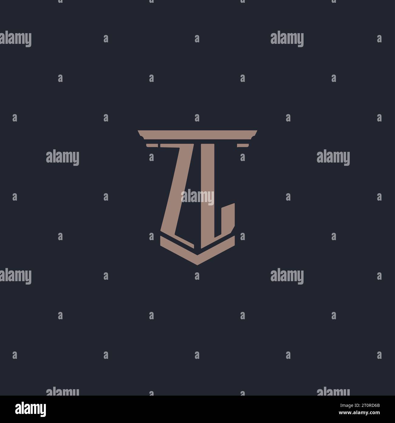 Logo monogramma iniziale ZL con design a colonna Illustrazione Vettoriale