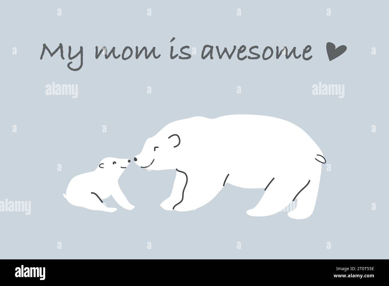 carini animali - orso mamma e biglietto d'auguri per bambini Illustrazione Vettoriale