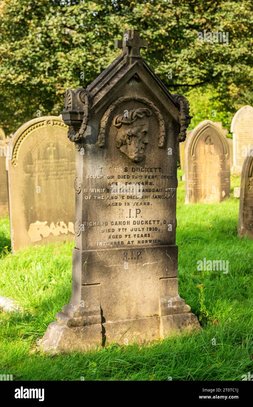 Lapide di Thomas Duckett, scultore. Cimitero di Preston. Foto Stock