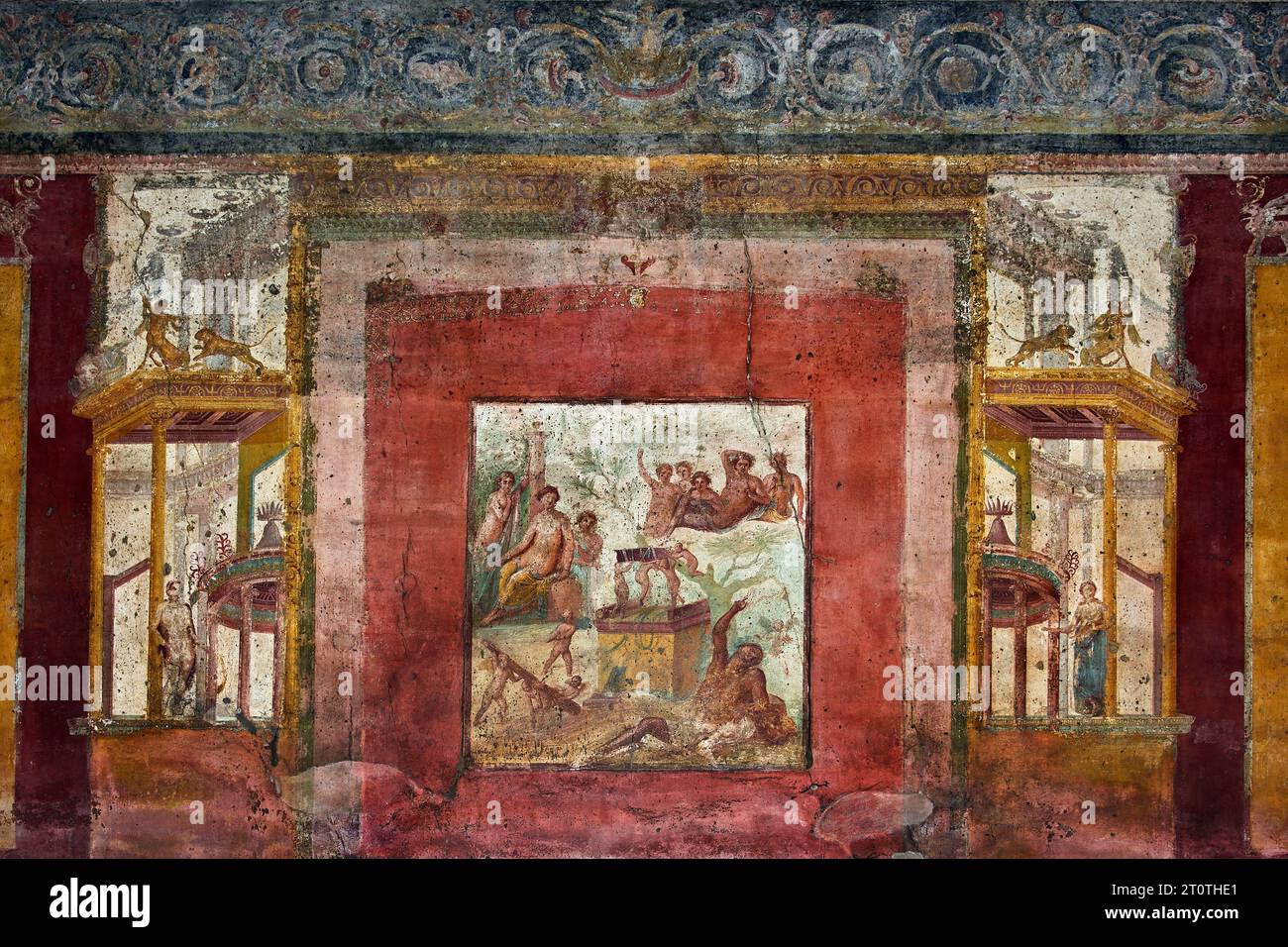 La città romana di fresco Pompei si trova vicino a Napoli, nella regione Campania. Pompei fu sepolta sotto 4-6 m di cenere vulcanica e pomice nell'eruzione del Vesuvio nel 79 d.C. Italia Foto Stock