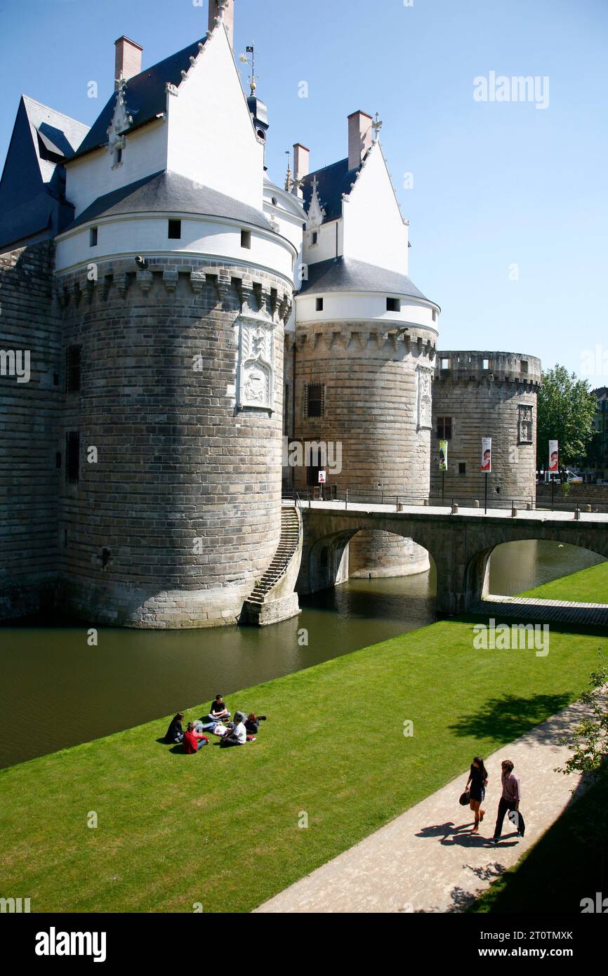 Bastioni del castello dei Ducs de Bretagne, Bretagna, Francia. Foto Stock