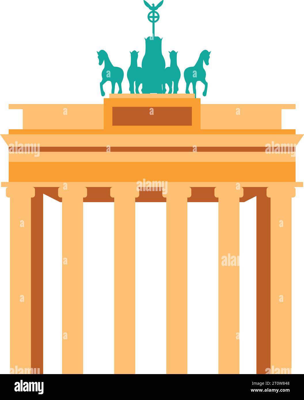 Semplice disegno piatto colorato della PORTA DI BRANDEBURGO, BERLINO Illustrazione Vettoriale