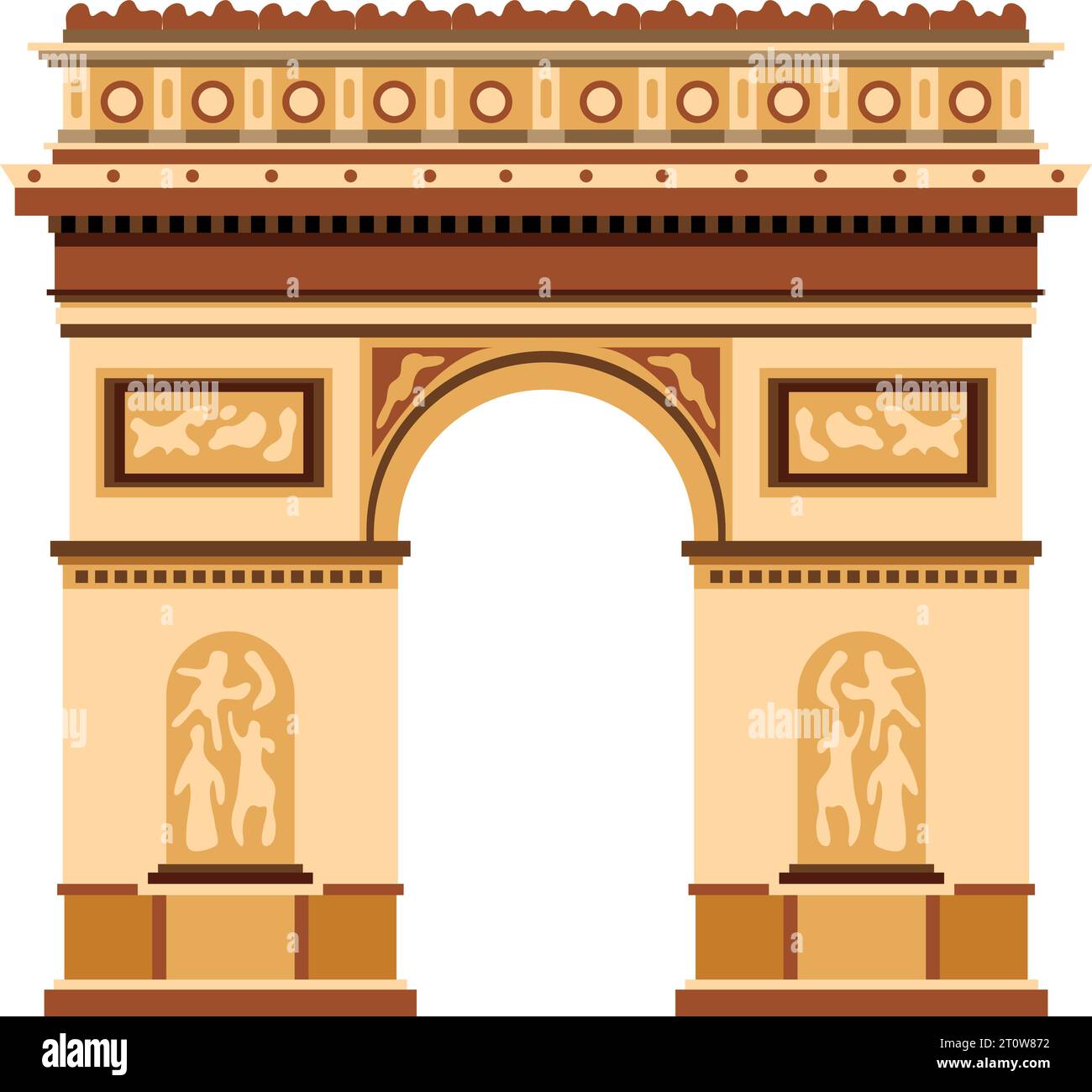 Semplice disegno piatto colorato dell'ARC DE TRIOMPHE DE l'ÉTOILE, PARIGI Illustrazione Vettoriale