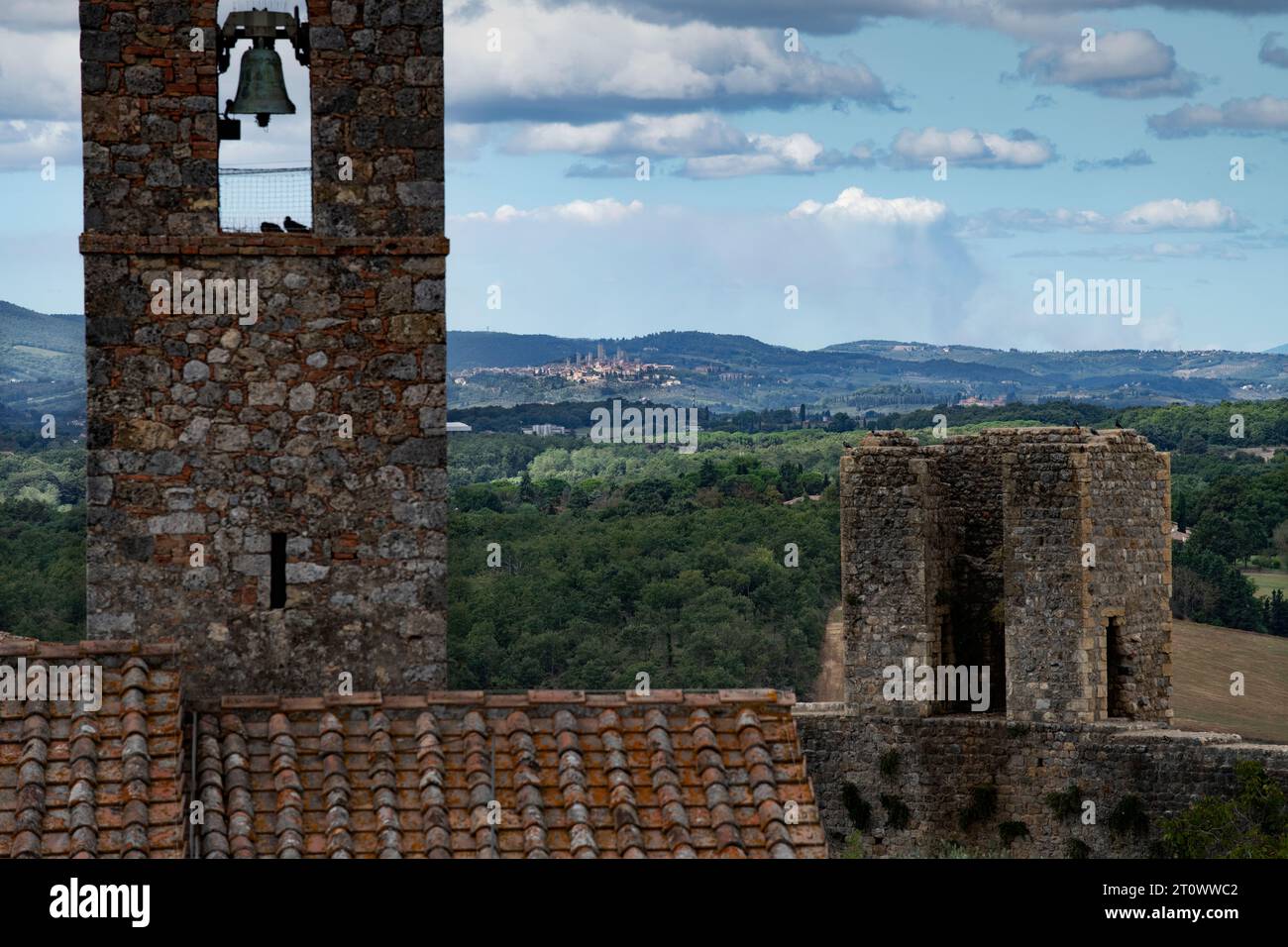 Monteriggioni Toscana Italia settembre 2023 Monteriggioni è un comune italiano della provincia di Siena. Confina con i comuni Foto Stock