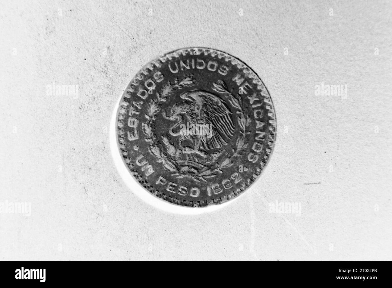 Moneta un peso dal Messico. Foto Stock