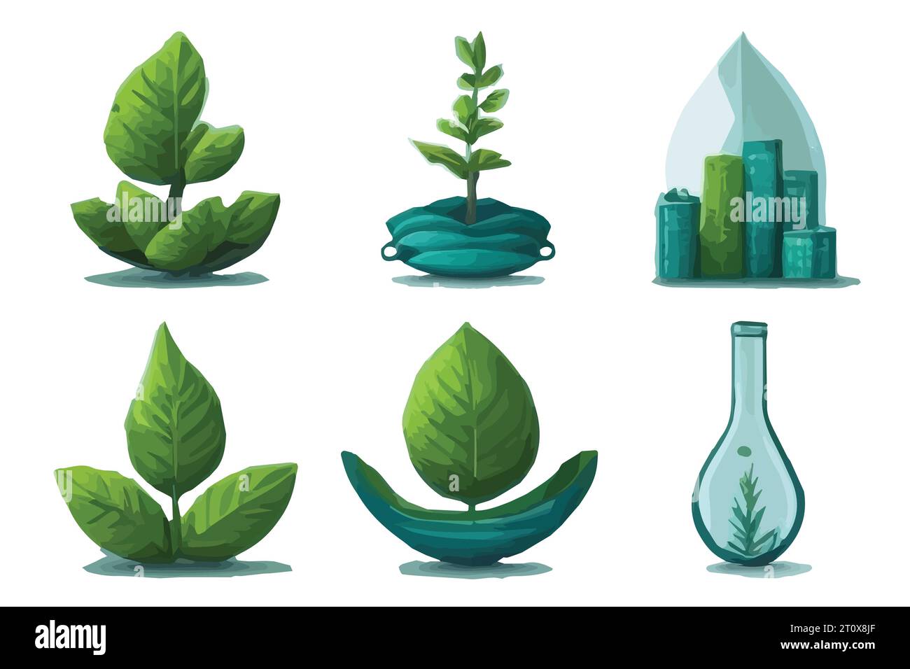 Un mazzo di fiori colorati e fiori su un semplice sfondo bianco Illustrazione Vettoriale