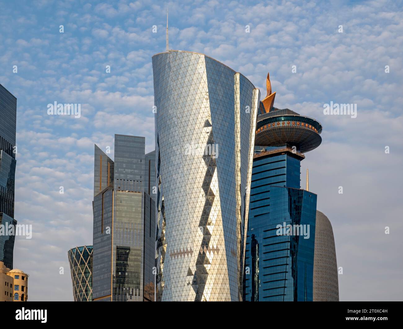 Palm Tower, al Bidda Tower e World Trade Center Building, Doha, Qatar Foto Stock