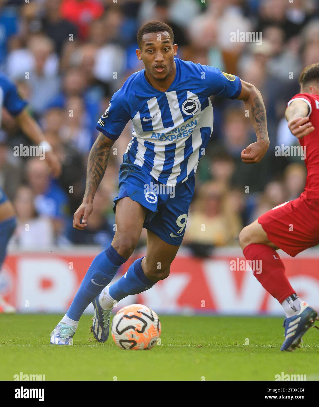 Brighton, Regno Unito. 8 ottobre 2023. 8 ottobre 2023 - Brighton & Hove Albion / Liverpool - Premier League - Amex Stadium Brighton's Joao Pedro durante la partita di Premier League contro il Liverpool. Credito immagine: Mark Pain/Alamy Live News Foto Stock