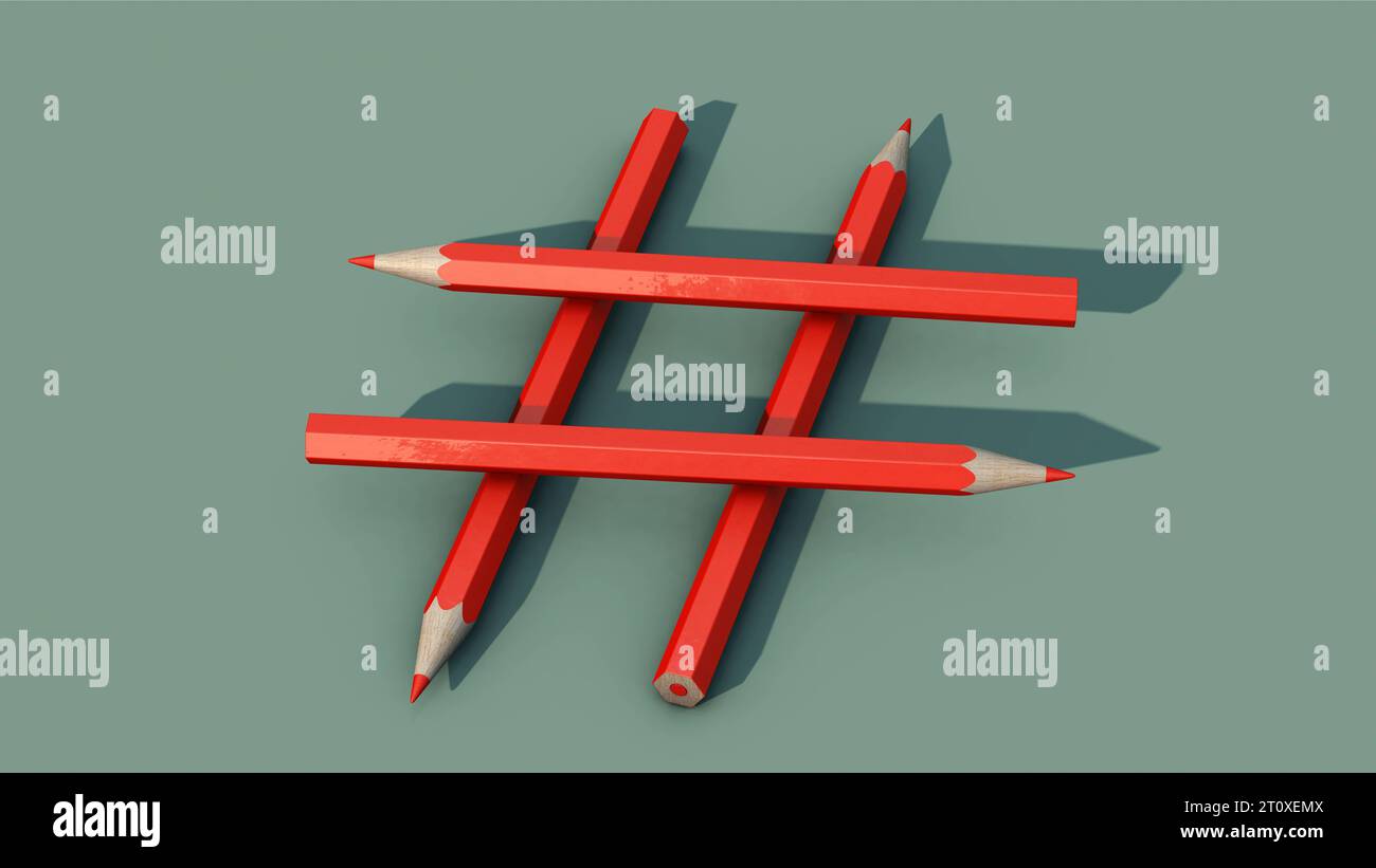Hashtag Symbol aus Stiften Symbolbild zum Thema hashtag *** icona hashtag da penne simbolo immagine su hashtag credito: Imago/Alamy Live News Foto Stock