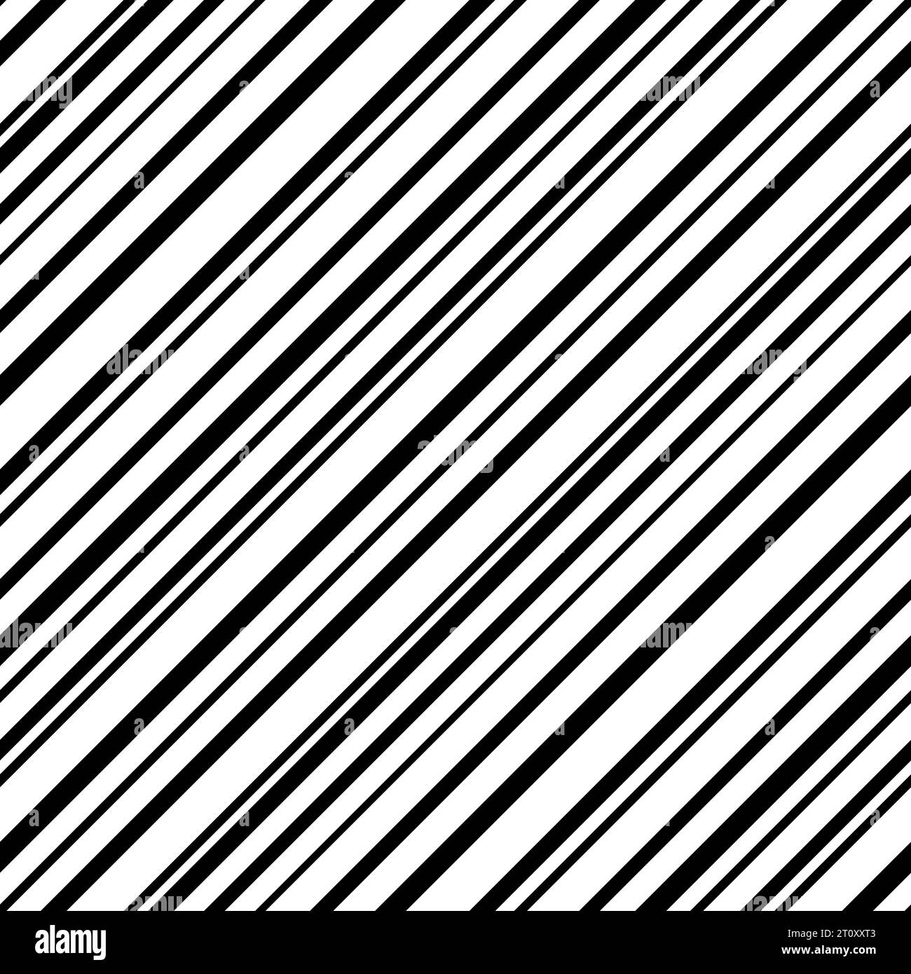 Motivo senza cuciture diagonale a strisce. Strisce nere ripetute isolate su sfondo bianco. Linea geometrica ripetuta per la progettazione di stampe. Spessore irregolare Illustrazione Vettoriale
