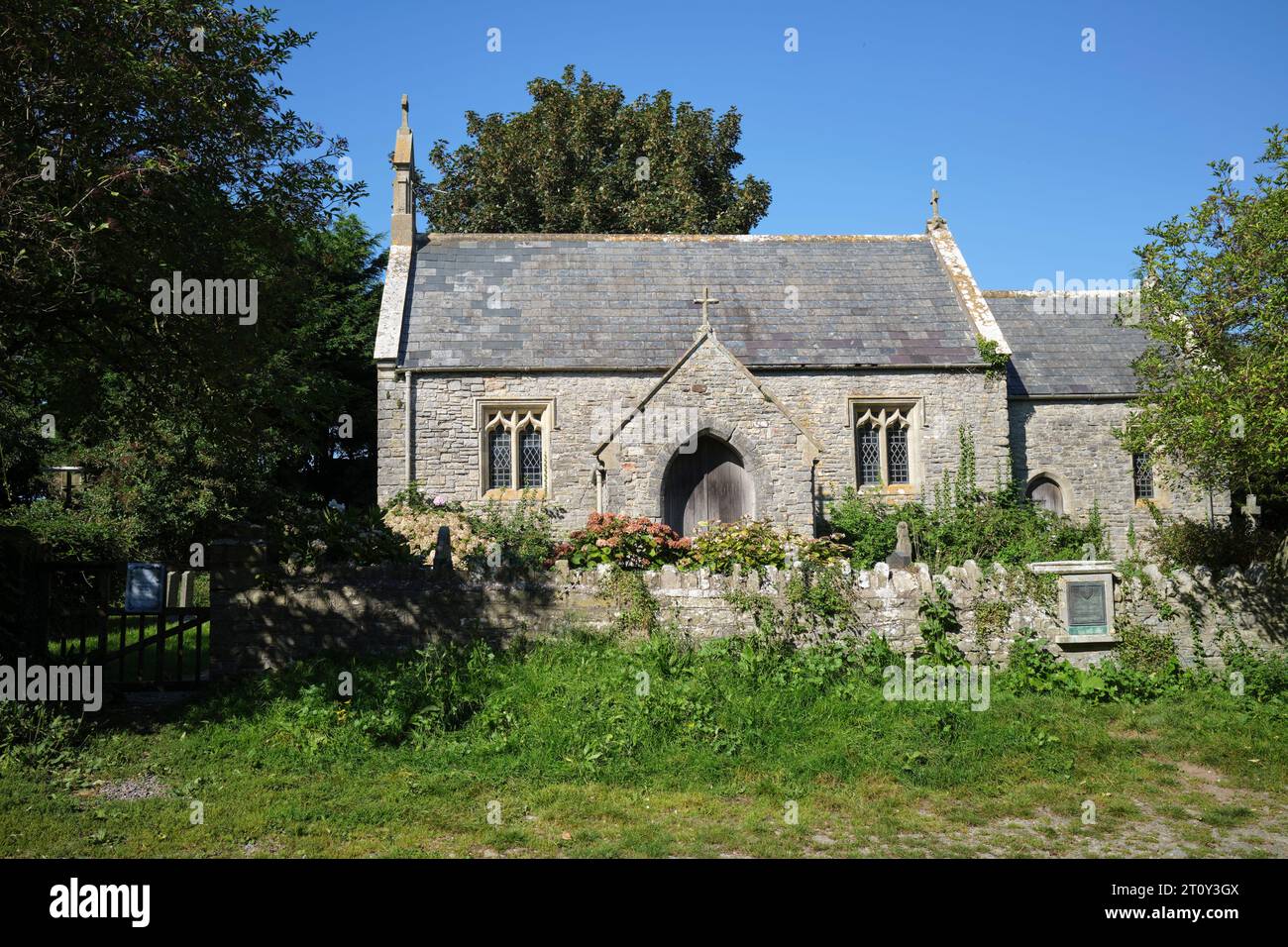 St Lawrences Church Lavernock Point vicino a Penarth, Galles del Sud, Regno Unito Foto Stock