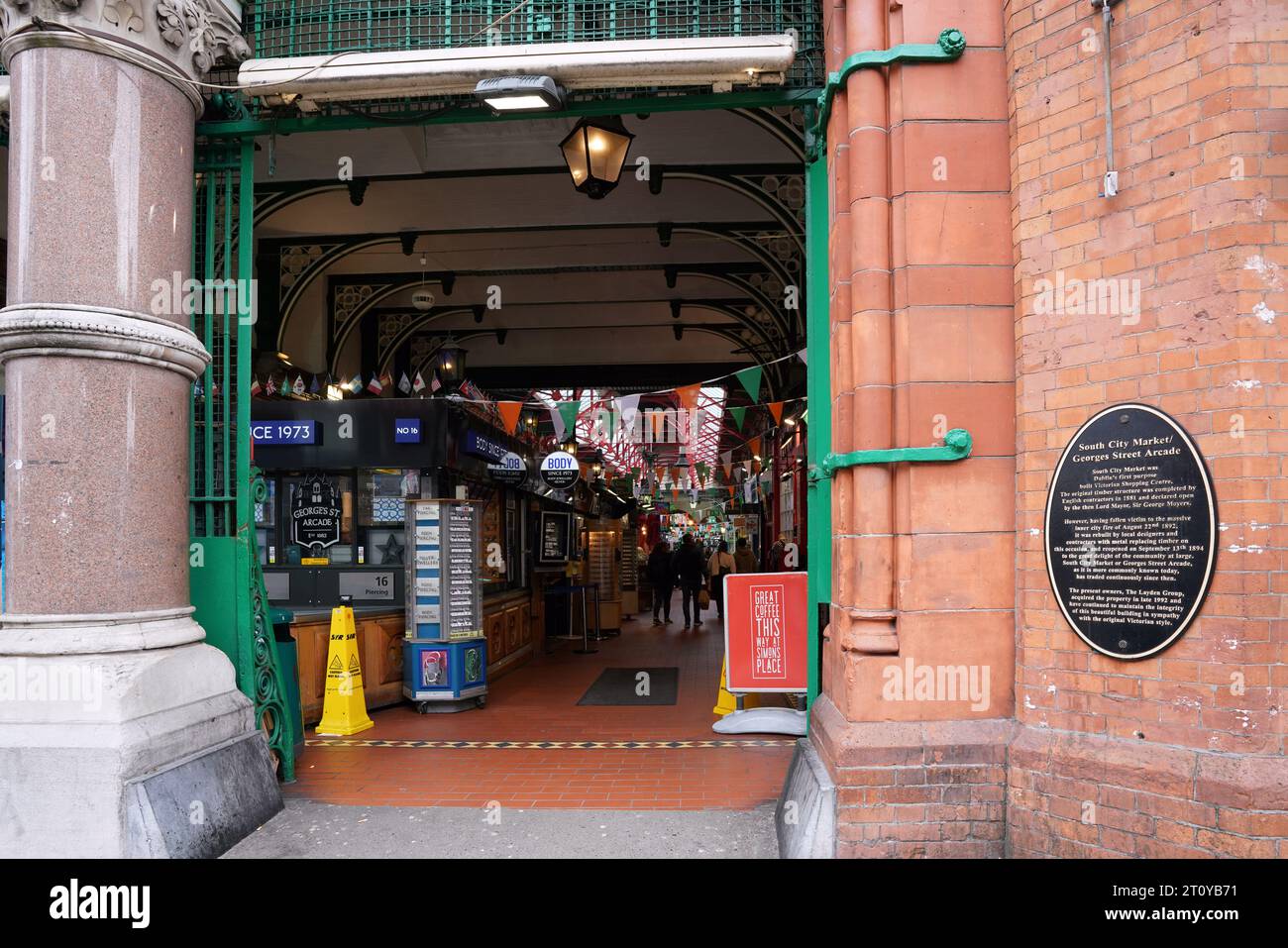 George Street Arcade, un centro commerciale gotico vittoriano a Dublino Foto Stock