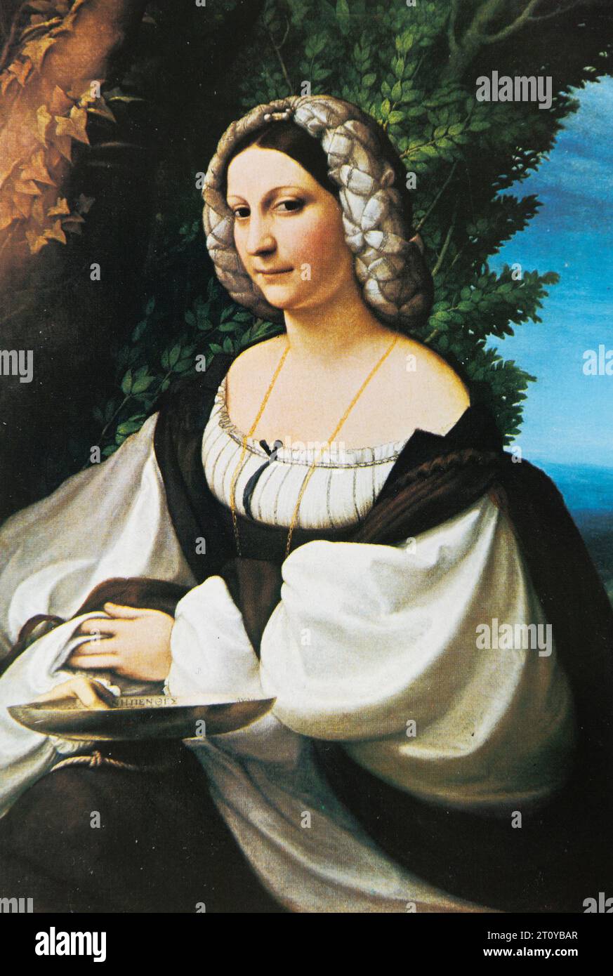 Ritratto di una donna di Antonio Allegri da Correggio (1489-1534) - immagine da cartolina a mezzitoni. Foto Stock