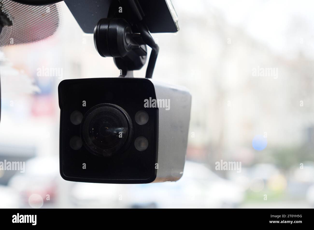 Telecamera per auto a circuito chiuso per la sicurezza in caso di incidente stradale. Foto Stock