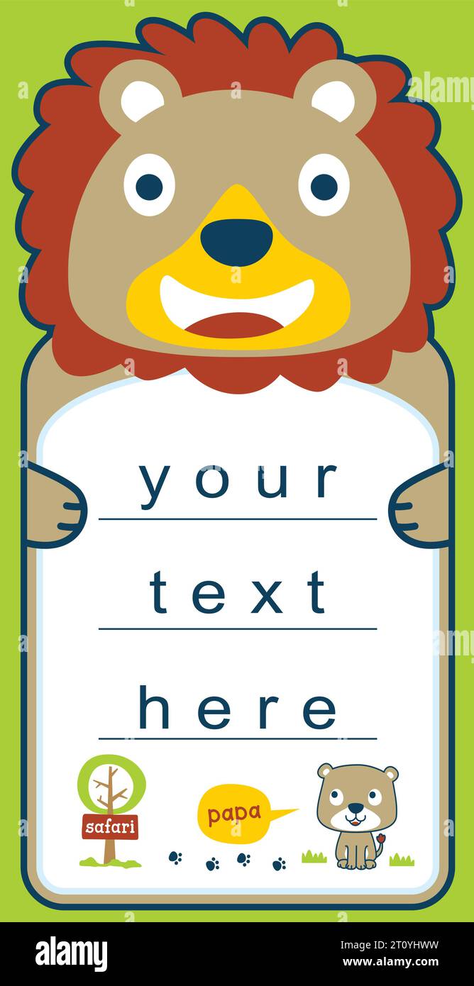 Personaggio vettoriale dei cartoni animati animali su modello di carta, famiglia leone Illustrazione Vettoriale