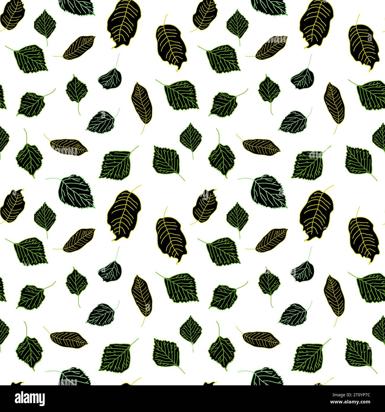 Disegno vettoriale senza cuciture di foglie autunnali di betulla, quercia, acero, frassino Illustrazione Vettoriale