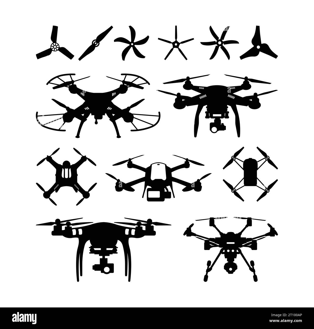 drone con sagoma strumento fotocamera Illustrazione Vettoriale