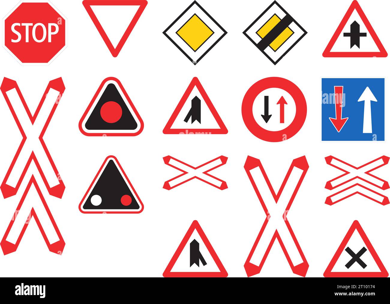 Segnaletica prioritaria, segnaletica regolamentare, segnaletica stradale in Svizzera e Liechtenstein Illustrazione Vettoriale
