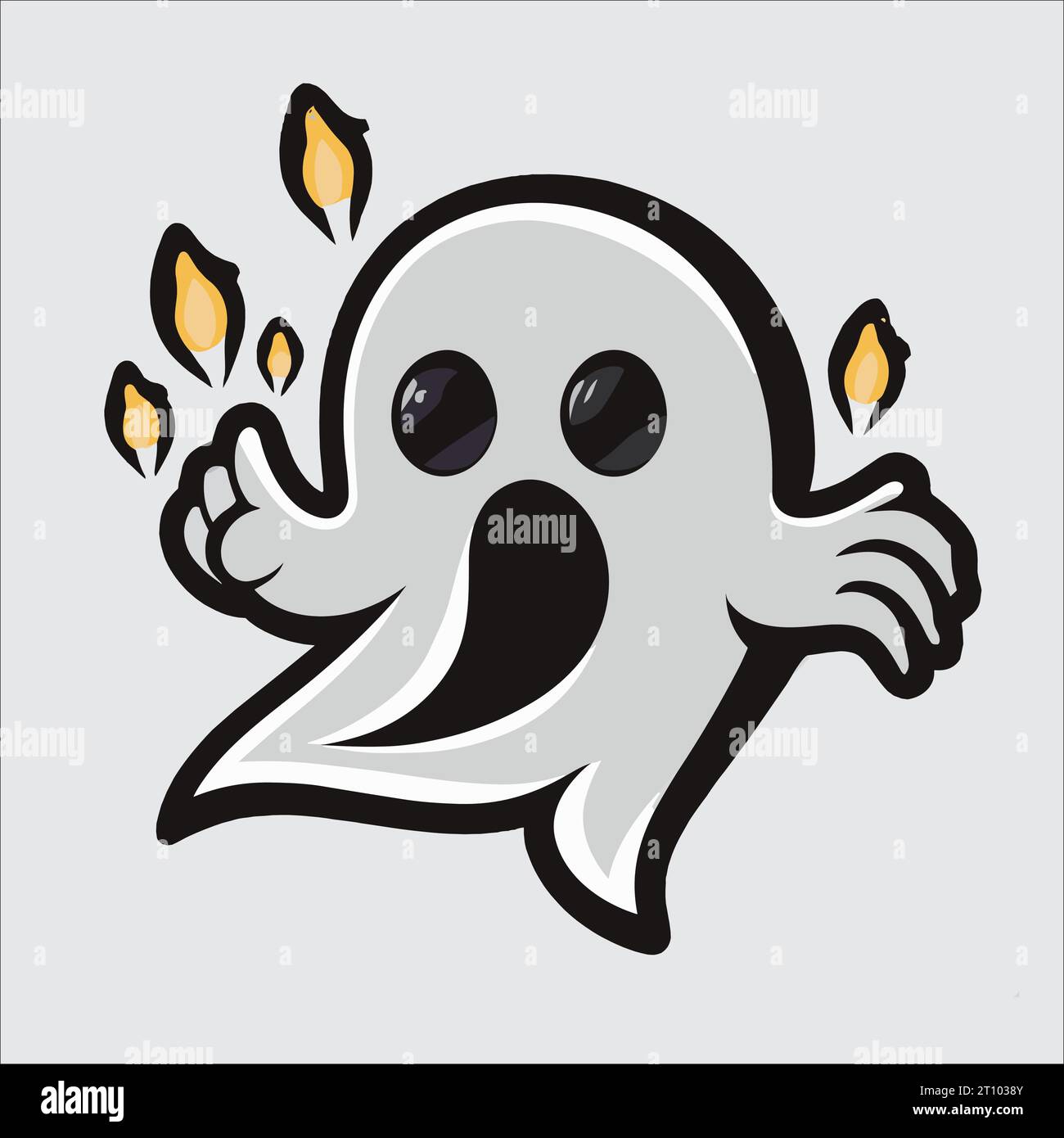 Simpatico vettore fantasma di Halloween: Grafica adorabile e spettrale che infastidisce i tuoi progetti. Perfetto per le decorazioni natalizie! Illustrazione Vettoriale