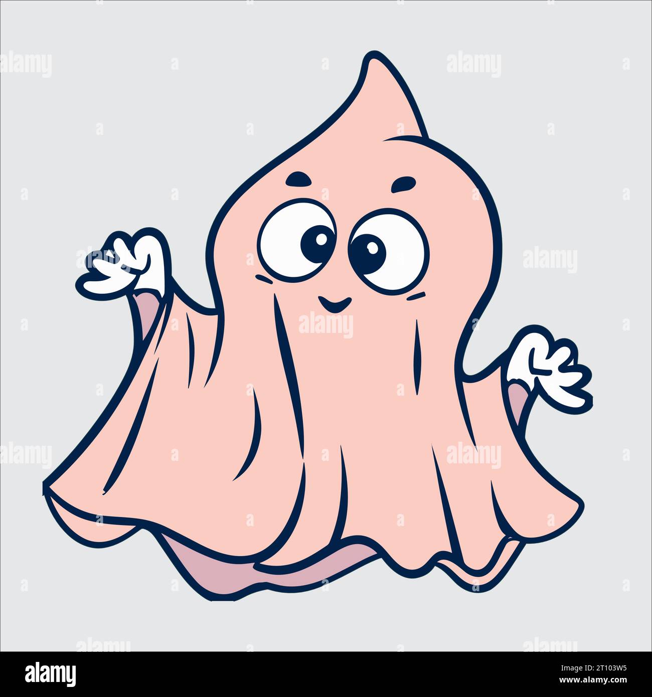 Simpatico vettore fantasma di Halloween: Grafica adorabile e spettrale che infastidisce i tuoi progetti. Perfetto per le decorazioni natalizie! Illustrazione Vettoriale