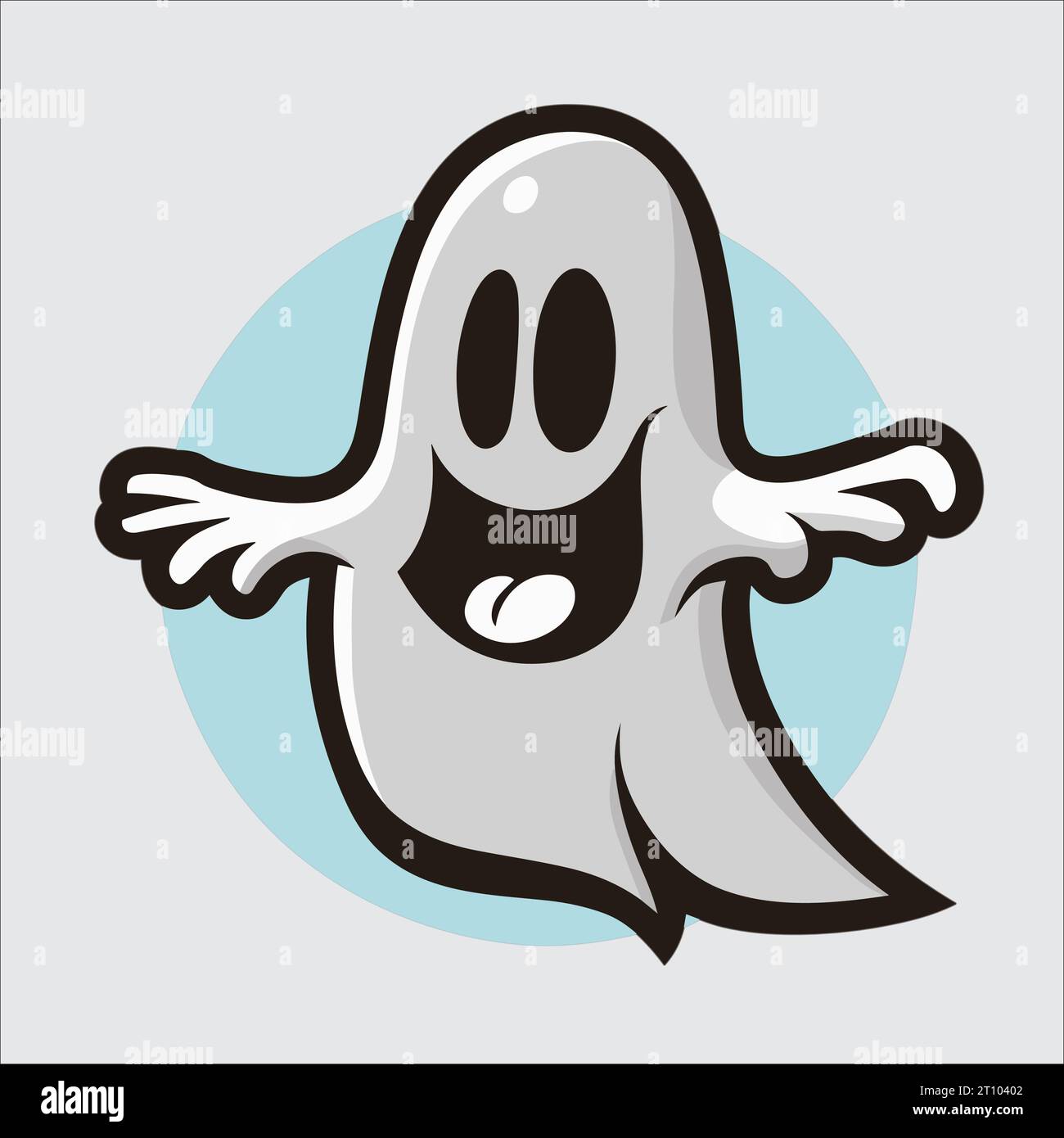 Simpatico vettore fantasma di Halloween: Grafica adorabile e spettrale che infastidisce i tuoi progetti. Perfetto per le decorazioni natalizie! Illustrazione Vettoriale