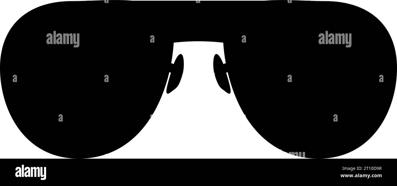Forma di occhiali da aviatore classici. Salute e protezione della vista. Icona dell'accessorio per la protezione degli occhi del contorno. Semplice icona vettoriale i silhouette in bianco e nero Illustrazione Vettoriale