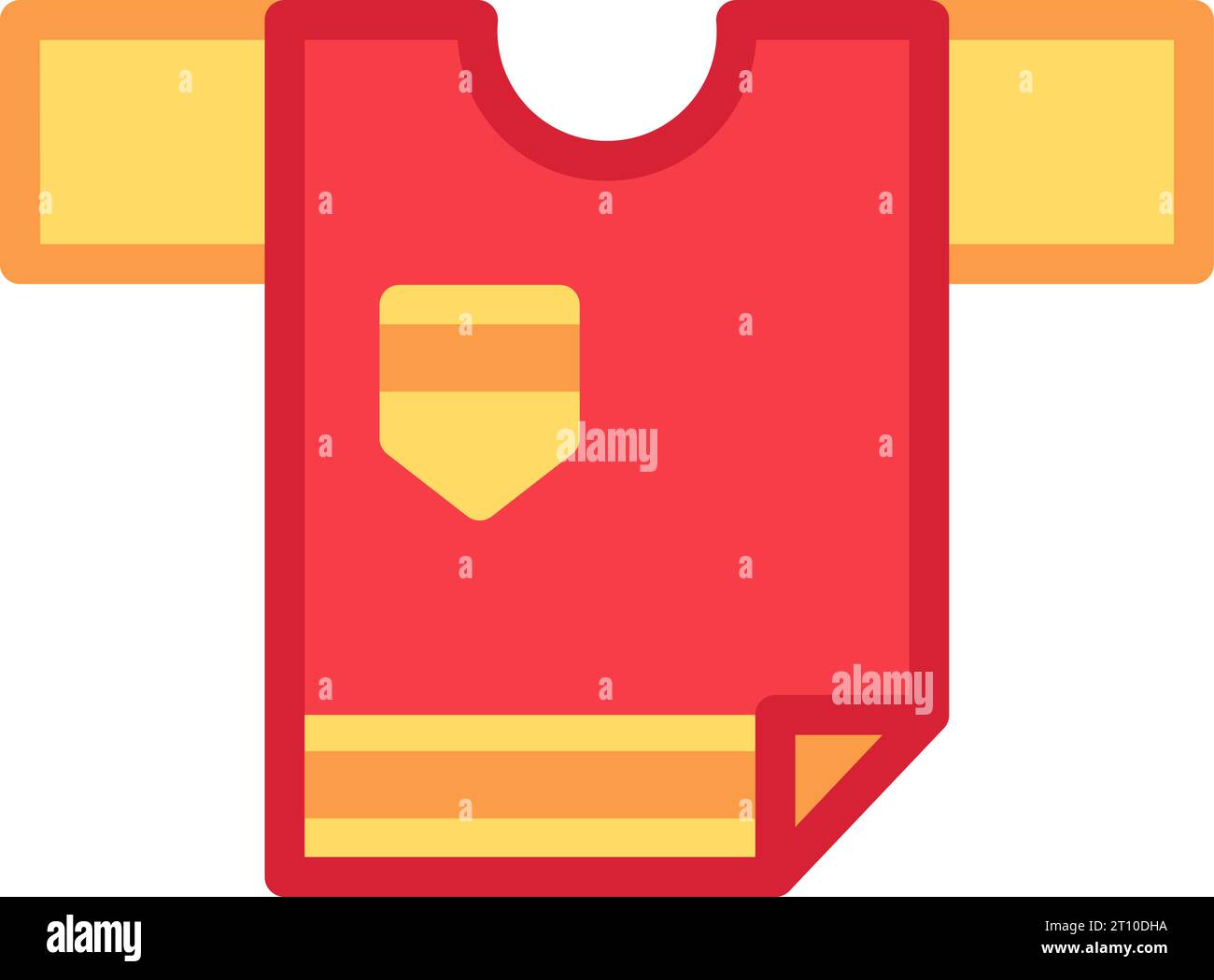 Icona di colore piatto della T-shirt a manica corta. Abbigliamento e scarpe casual. Guardaroba per un look moderno e alla moda. Simbolo vettoriale semplice isolato su W. Illustrazione Vettoriale