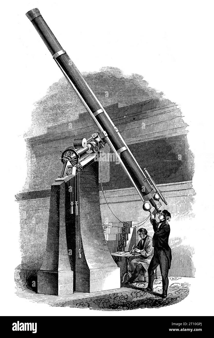 Illustrazione del telescopio a rifrazione da 11 pollici "Merz and Mahler" Foto Stock