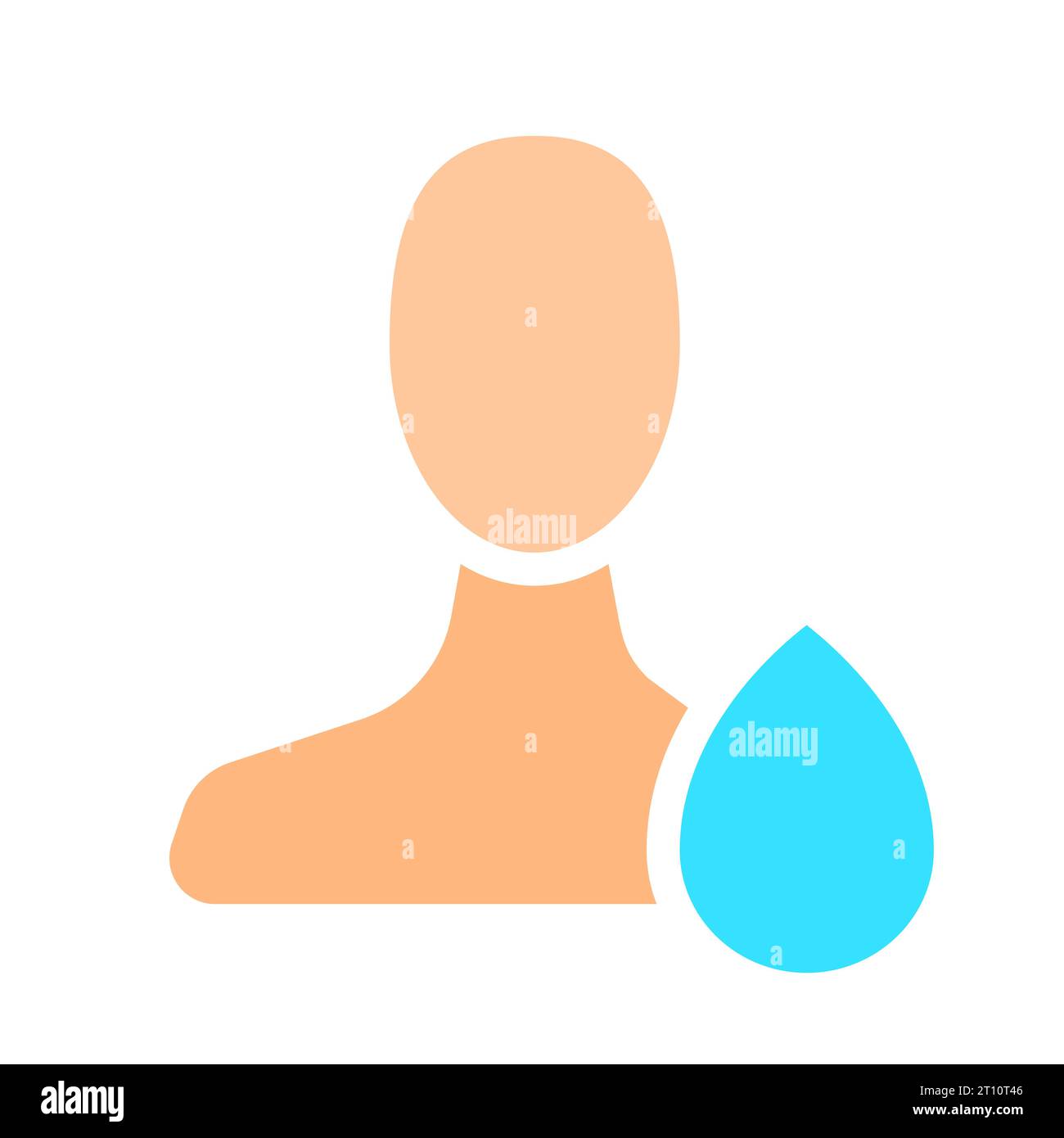 Uomo con gocce d'acqua icona. Liquido, umidità, sete, pioggia, natura, mare, fiume, lago, corrente. Icona a colori vettoriale su sfondo bianco per busi Illustrazione Vettoriale