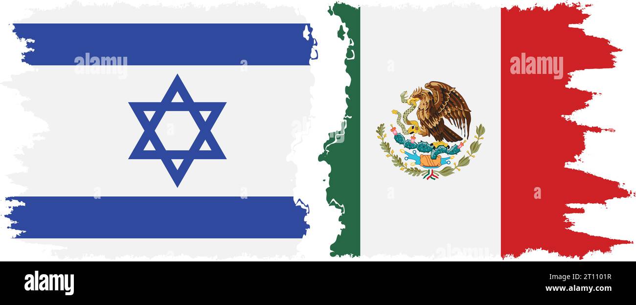 Messico e Israele bandiere grunge connessione, vettore Illustrazione Vettoriale
