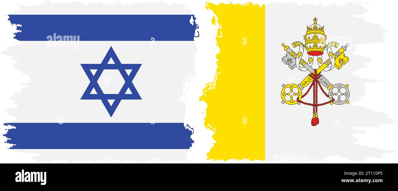 Vaticano e Israele bandiere grunge connessione, vettore Illustrazione Vettoriale