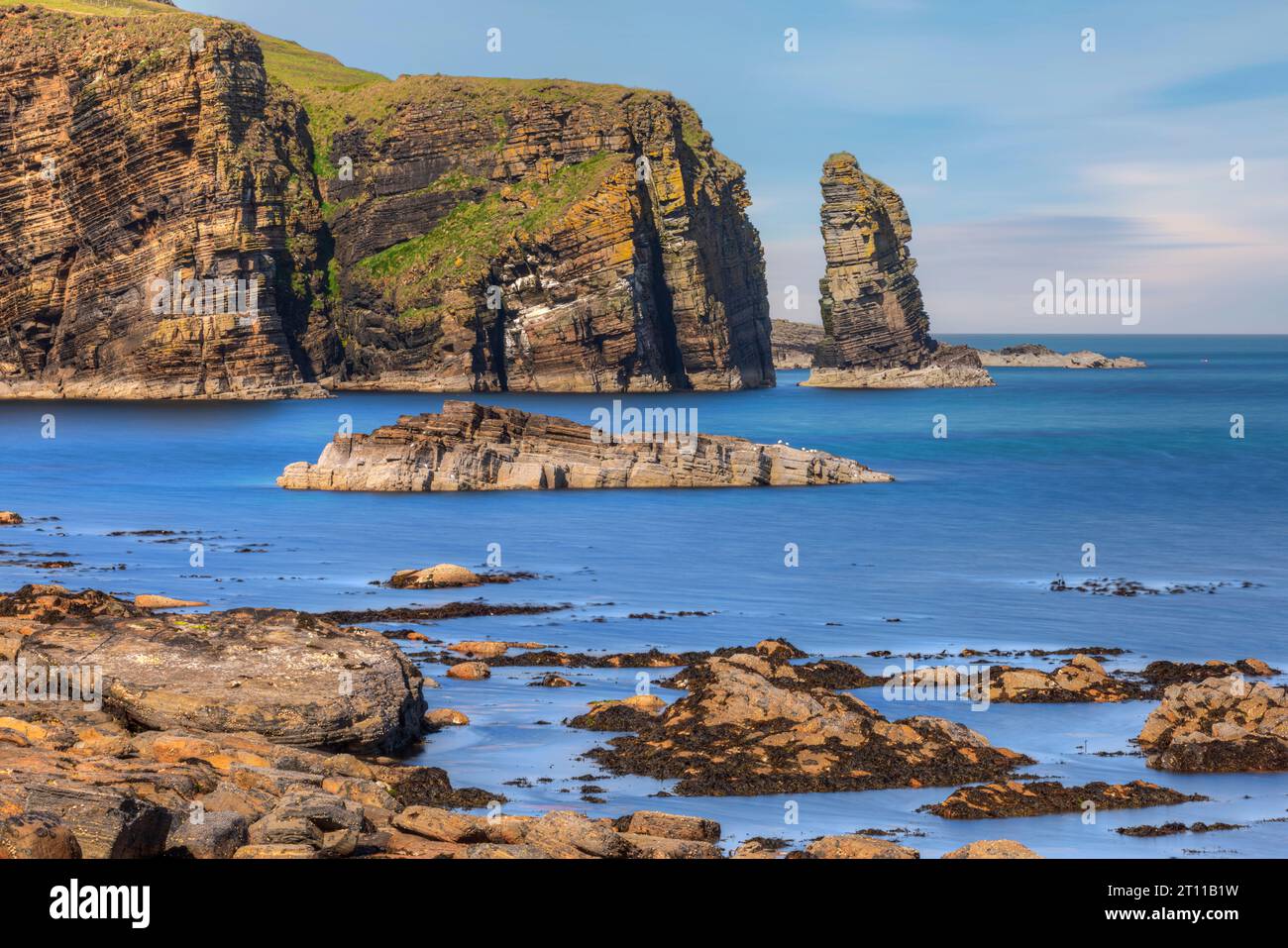Windwick Bay è una baia remota senza turisti a South Ronaldsay nelle Orcadi, in Scozia. Foto Stock